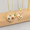 Nidin New Fashion Heart Shape Hollow Design Delicate Pendant Necklace For Women Men Inlaid Colorful Zircon Jewelry Birthday Gift
