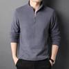 Men Autumn Winter T-Shirts Zipper Half High Neck Solid Thicken Warm Fashion Casual New Male Clothes Long Sleeve Tops