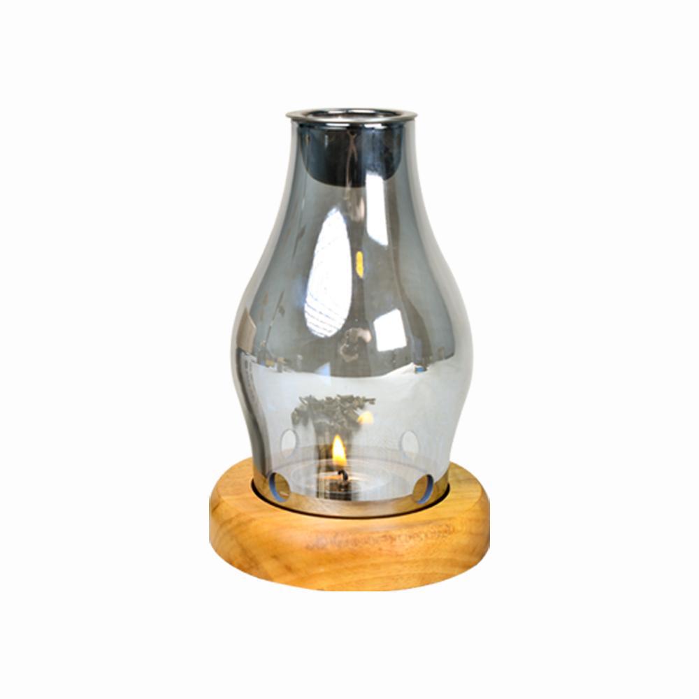 Прозрачный стеклянный подсвечник с деревянным основаниемРетро Ветрозащитная чашка для чайной свечи Минималистичный Рустик Бохо Скандинавский домашний декор