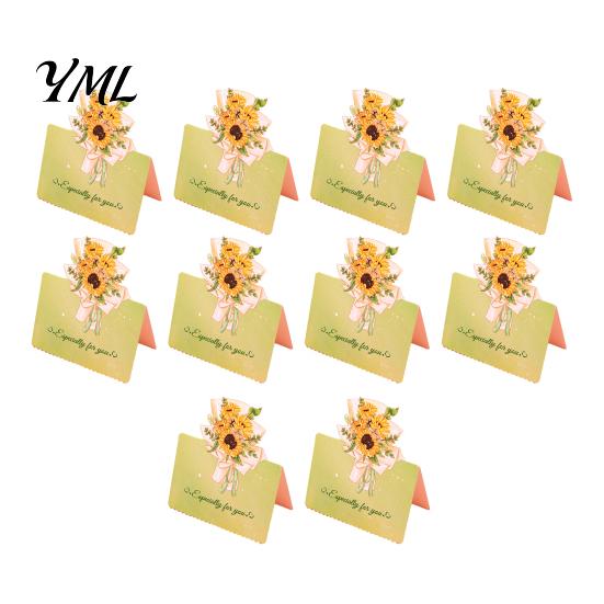 Foldable Note Cards 10Pcs 3D Bouquet Greeting Card, Thank You Best Wishes Card Folding Floral for Mother's Day Father's Birthday