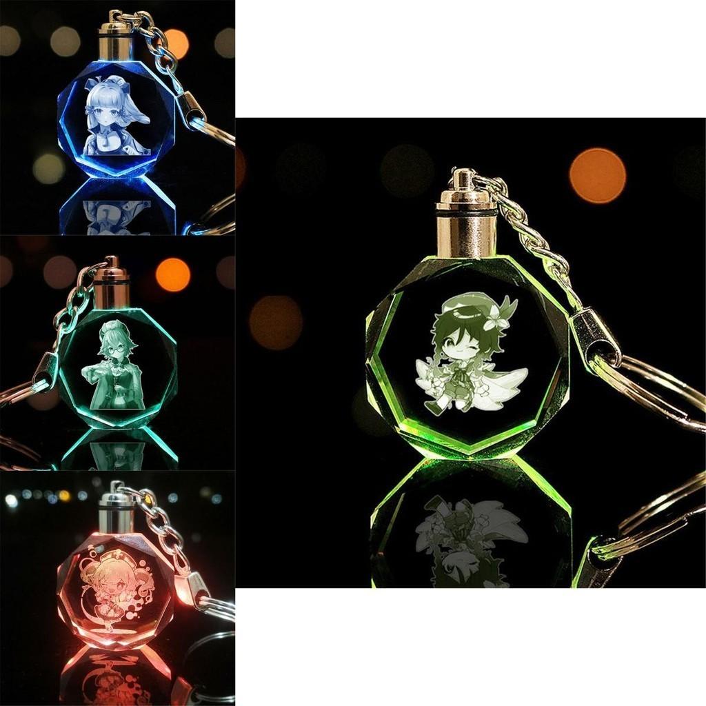 Captivating Genshin Impact Crystal Led Keychain Perfect Gift For Game Lovers