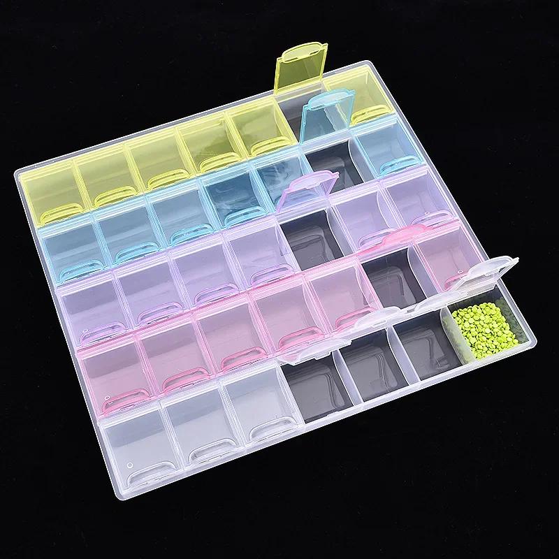 28 Grids 5D DIY Diamond Painting Tools and Accessories Storage Box Jewelry Rhinestones Container Organizer Case Home Storage 1PC