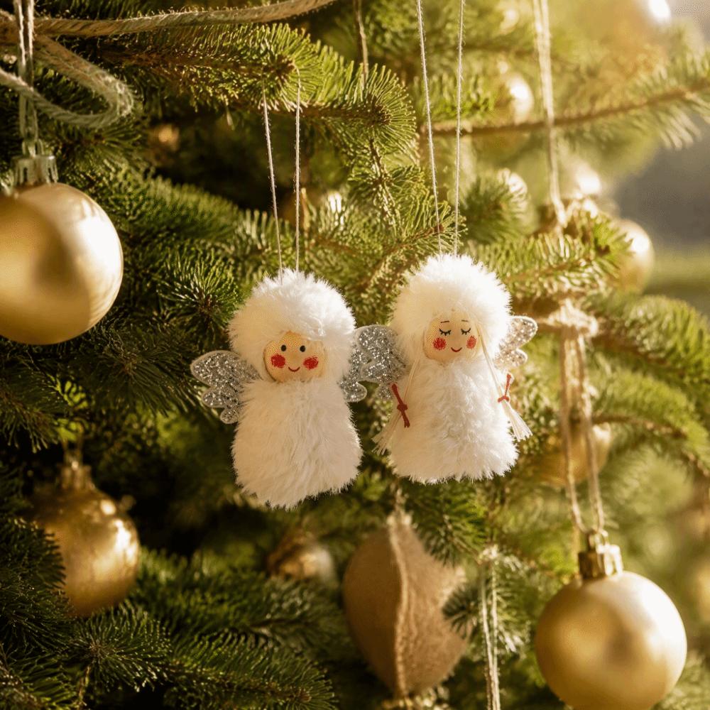 2PCS Cartoon Christmas Plush Girl Doll Pendant Hanging Short Plush Doll Decoration Embellishment