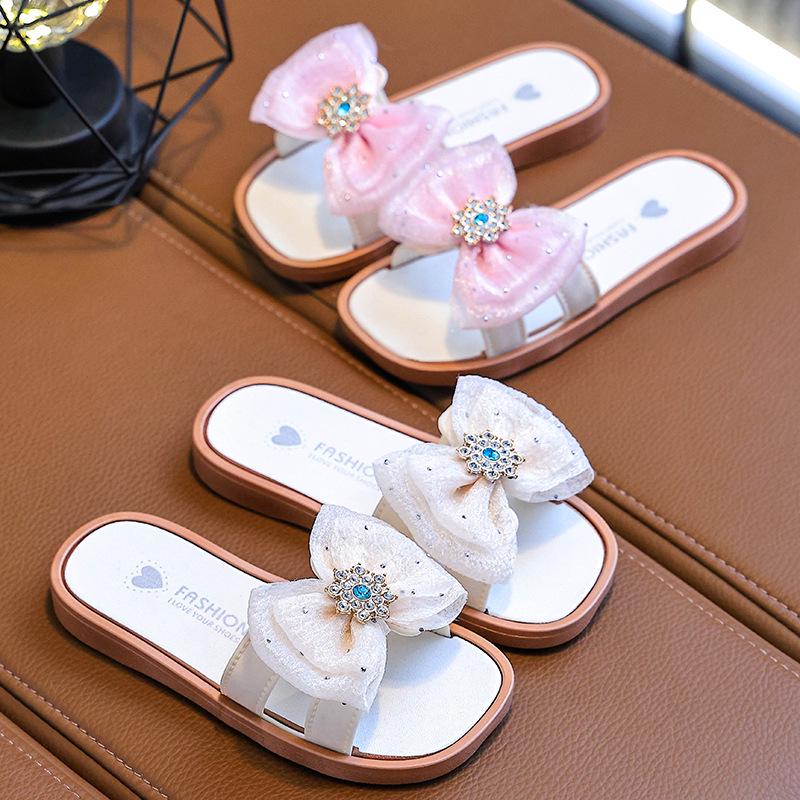 Mädchen Sommer 2025 Flip-Flop Sandalen mit Schleife - Rutschfeste Strand- & Outdoor-Slipper