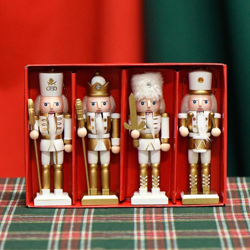 Nutcracker Decor 4piece Wood Ornaments Christmas Nutcrackers For Holiday Tree Table Window Living Rooms Door Kitchen Bedrooms