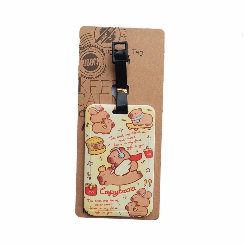 Cartoon Capybara Travel Luggage Tag Name Address Tel Soft Silicone Baggage Labels Mark Hanging Sign Board Baggage Tags