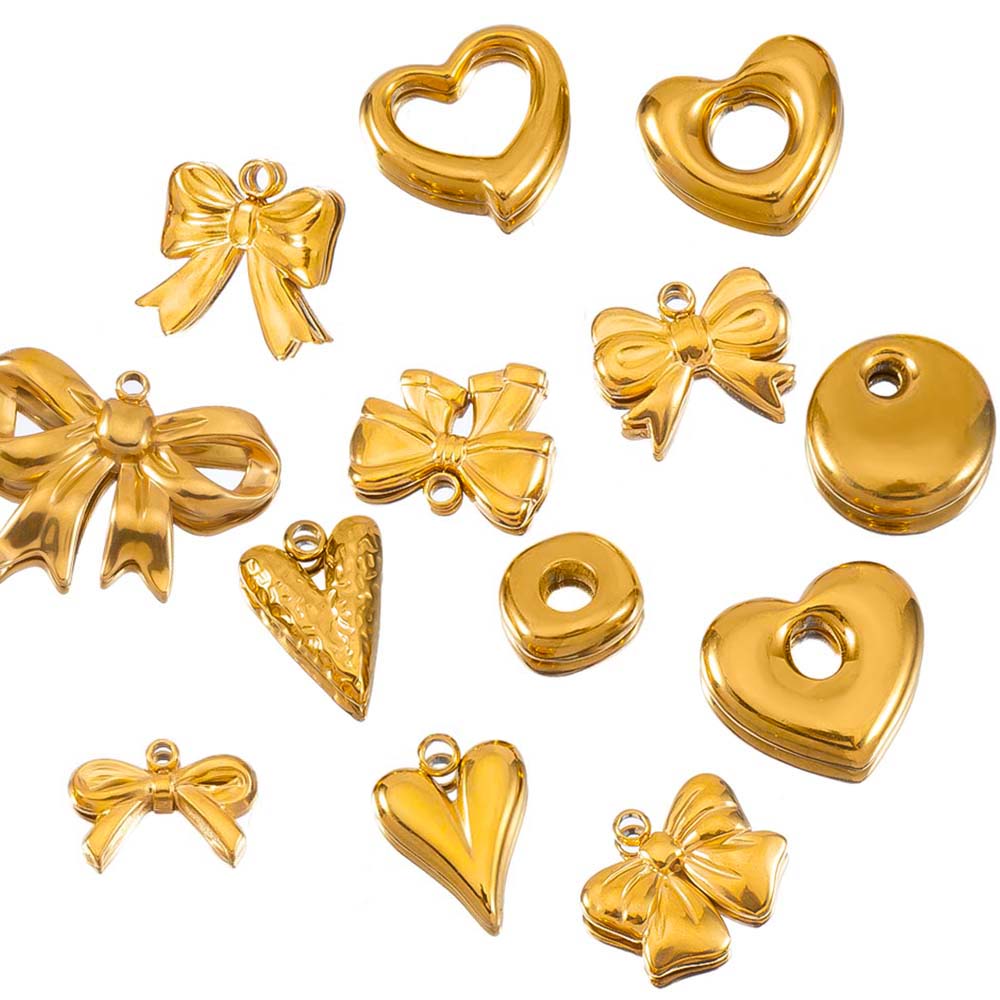 5pcs Stainless Steel Geometric Heart Bowknot Charms Pendants DIY Jewelry Making Findings Necklace Bracelets Earrings Supplies