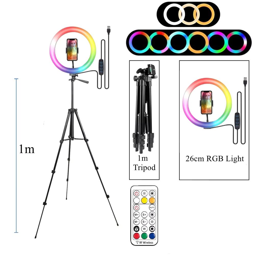 Lampă Inelară RGB Inel Rotund Cu Telecomandă Pentru Smartphone Mobil LED Lumină Video Inel Machiaj Youtube Iluminare Fotografică