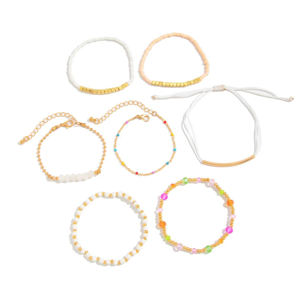 Ingemark 7-teiliges Set Y2K Böhmische Kristallkettenarmbänder für Damen Minimalistische Bunte Elastische Armreifen Tägliche Party Partner Schmuck