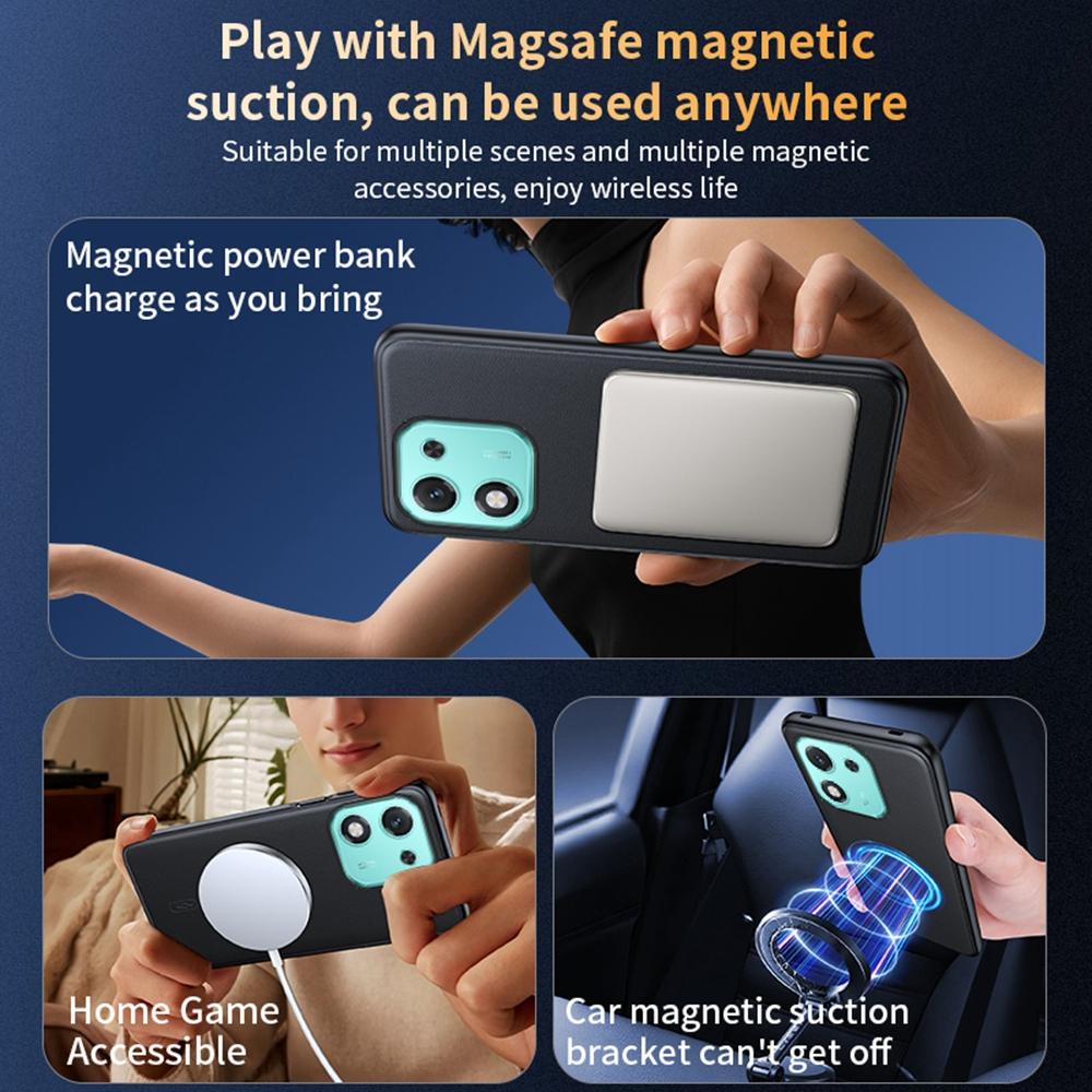 For Honor X70i Case Compatible with MagSafe Leather Coated TPU+PC Phone Cover
