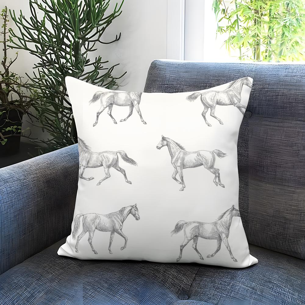 Horse Cushion Cover Comfortable Reversible Pillow Cover Ideal for Car Sofa Bedroom Beyond