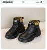 2025 Winter Girls' and Boys' Warm Cotton Martin Boots - Soft Sole, Trendy, for Primary School Students.