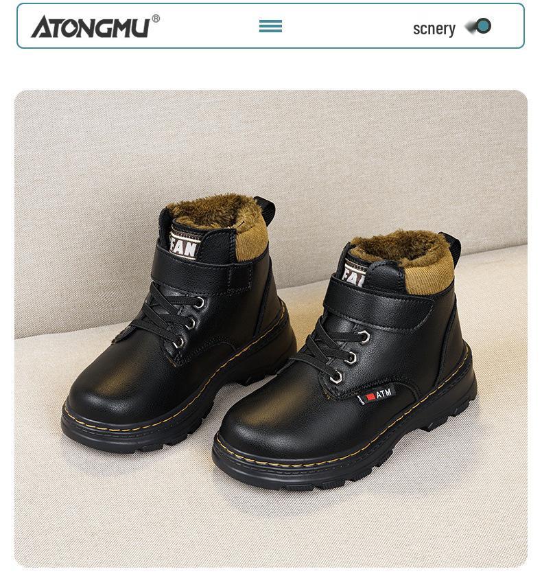 2025 Winter Girls' and Boys' Warm Cotton Martin Boots - Soft Sole, Trendy, for Primary School Students.