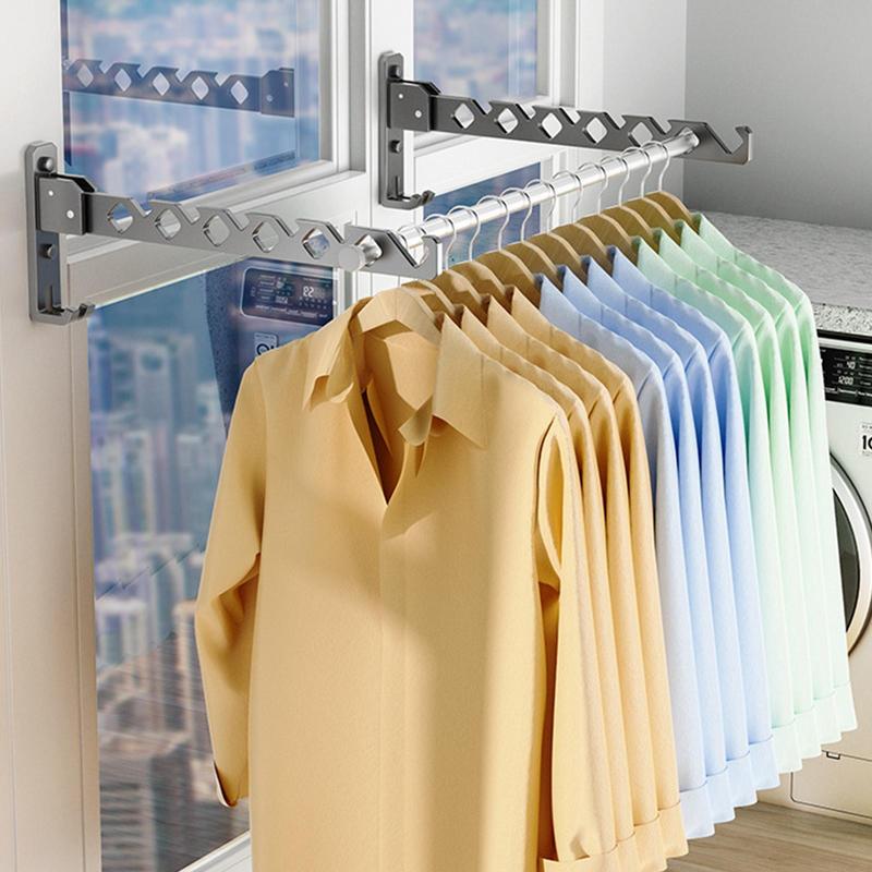 Folding Clothes Hanger Wall Mount Foldable Clothes Rack Hanger Strong Load Bearing Rustproof Punch Free Coat Hook For Laundry