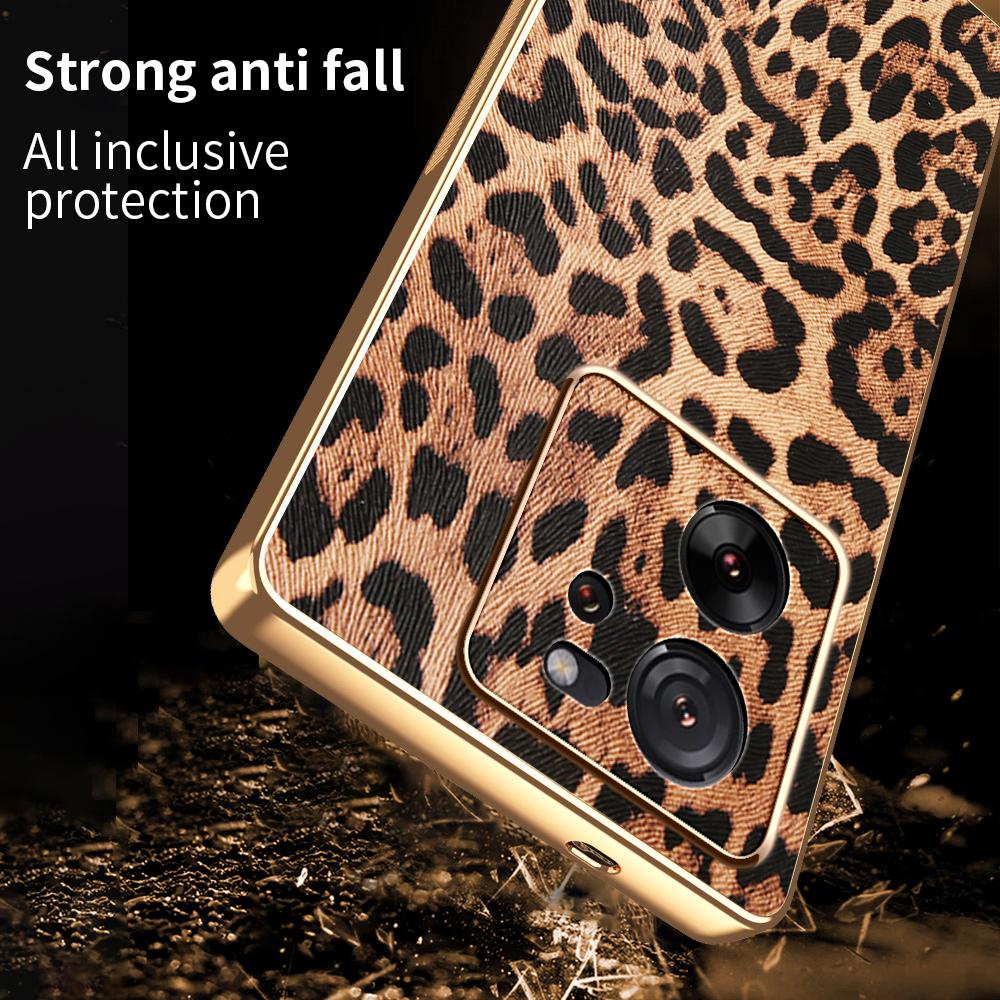 Phone Case For Xiaomi 13T/13T Pro/Redmi K60 Ultra Leopard Print PU Leather Coated PC+TPU Electroplating Cover