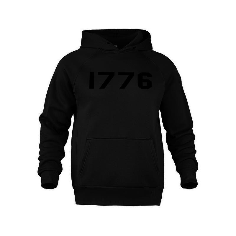 

1776 толстовка с капюшоном с напечатанными буквами для мужчин и женщин, большой размер, осень и зима, свободный пуловер, свитер, простая щедрая мужская одежда, удобная и повседневная S