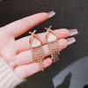 Fashion Opal Fringed Earrings Women's Light Luxury Design Earrings Niche Commuter High-end Earrings