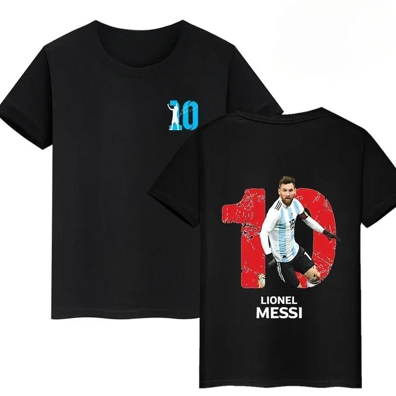 Lionel Messi #10 Inter Miami "MiaMessi" Double-Sided Print T-Shirt, Unisex Soccer Fan Streetwear Tee, 100% Cotton Casual Football Top