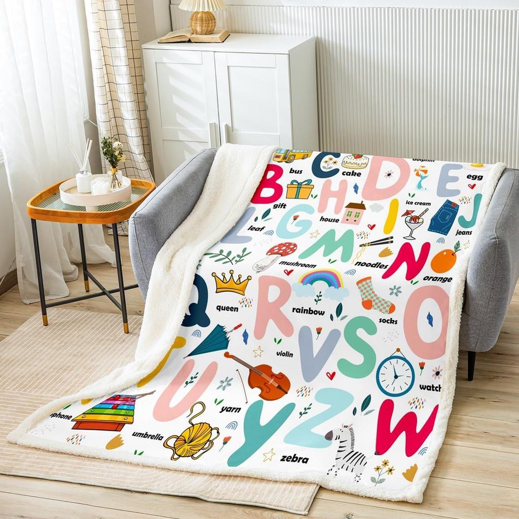 Counting Numbers Educational Blanket Soft Sherpa Throw Learning Tool for Kids Math Practice Bedroom Nursery Decor