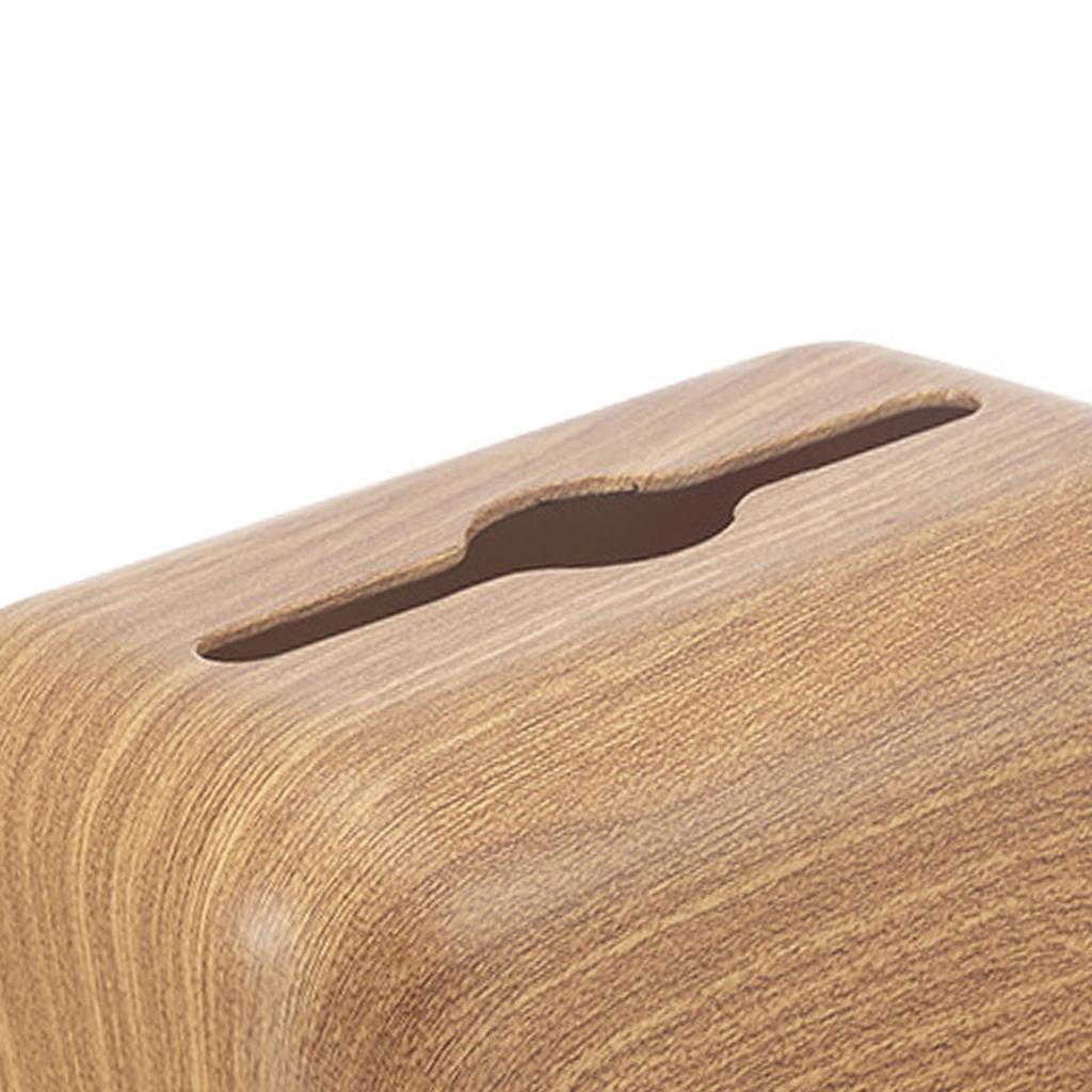 Tissue Box Cover Wood Grain Easy Refill Rectangular Stylish Elegant Napkin Box Holder for Desktop