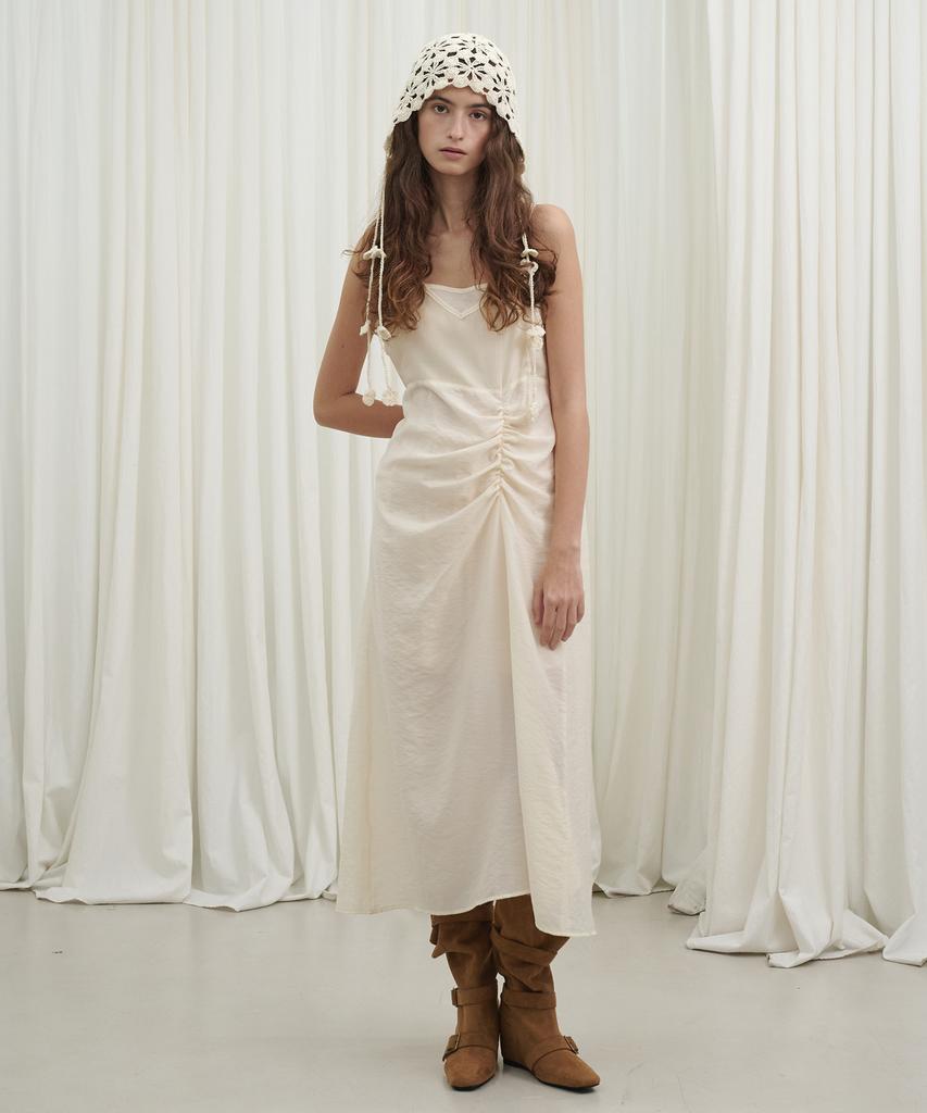 Marot Sheer Stripe Slip Dress_Cream