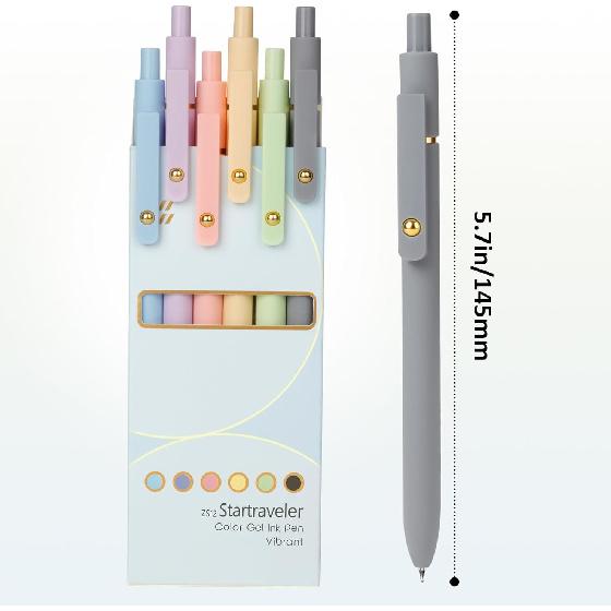 FIOVER Colored Pens, 6 Pack Colorful Gel Pens, Quick-Dry 0.7mm Medium Point for Journaling, Note Taking, Doodling, Aesthetic Office School Supplies,