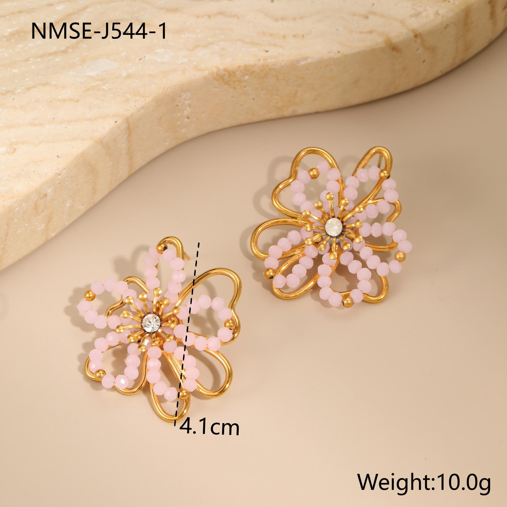 GEMCHIC Women s Fall New Beaded Flower Stud Earrings Stainless Steel Hoops Fashion Luxury Ins Style Ear Jewelry