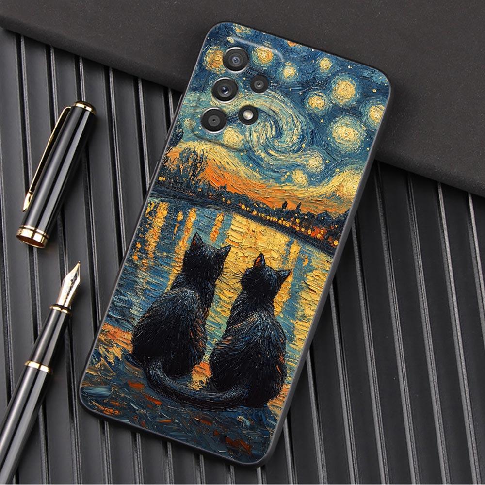 Cat Van Gogh Starry Painting Phone Case For Samsung Galaxy A57 A56 A37 A55 A36 A26 A54 A52 A35 A34 A25 A17 A16 A15 A07 A06 Cover