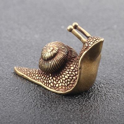 Mini Retro Pure Copper Snail Small Ornament Desk Decoration Antique Brass Animal Miniature Figurine Craft Tea Pet Incense Holder ARI