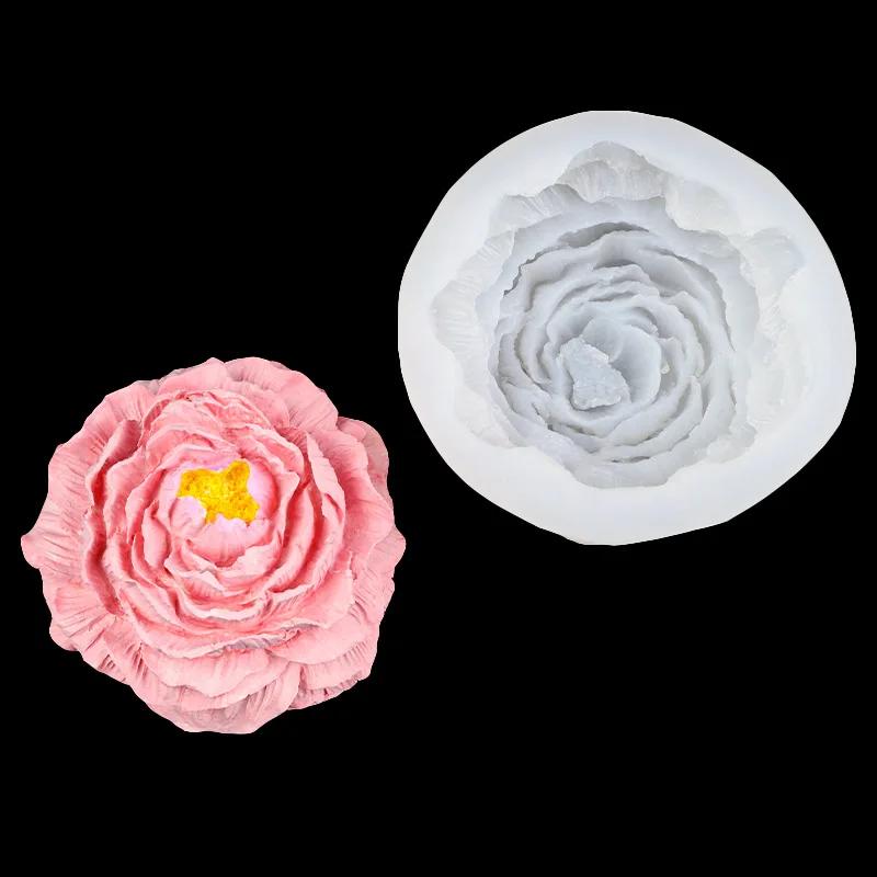 Large Peony Lotus Candle Mold DIY Handmade Soap Paste Silicone Mold Candle Making Supplies Fondant Cake Chocolate Decoration