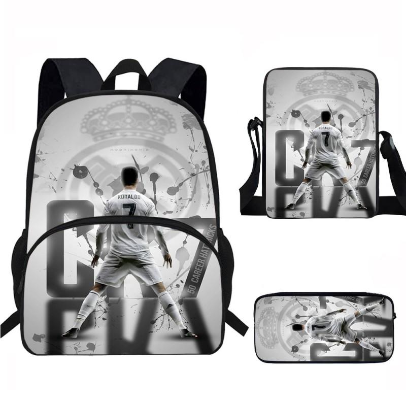 Set Zaino Scolastico CR7 per Bambini Tessuto Oxford Borsa a Doppio Scomparto con Tasca Frontale Astuccio Tracolla Ergonomico Dorsale