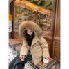 Women's new large fur collar cold windproof lightweight thickened fluffy warm loose high-quality fabric casual sports Parker cotton jacket