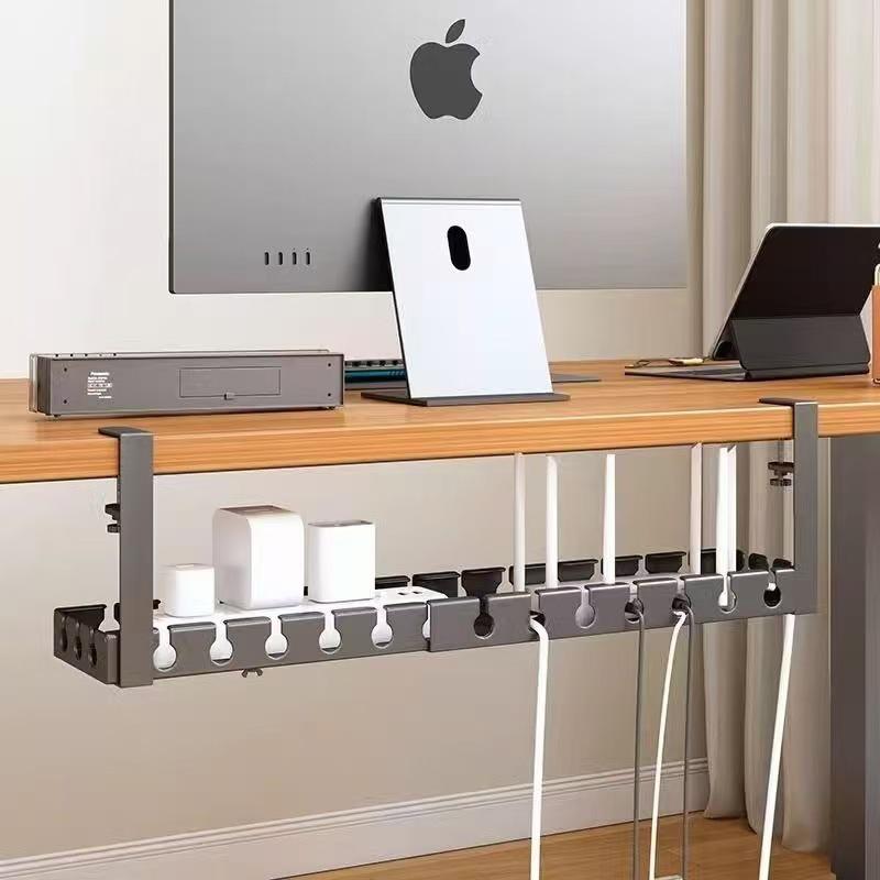 Under-Desk No-Drill Cable Organizer for Power Cords and Desktop Sockets