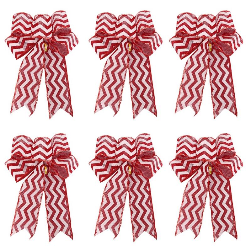 6 Pieces Christmas Bows Holiday Christmas Wreaths Bows Xmas Tree Decoration Bowties DIY Gift Wrapping for Home Party Decor