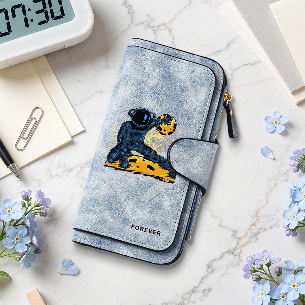 Stylish Astronaut Print Long Wallet Casual Durable Portable Purse Forever Design