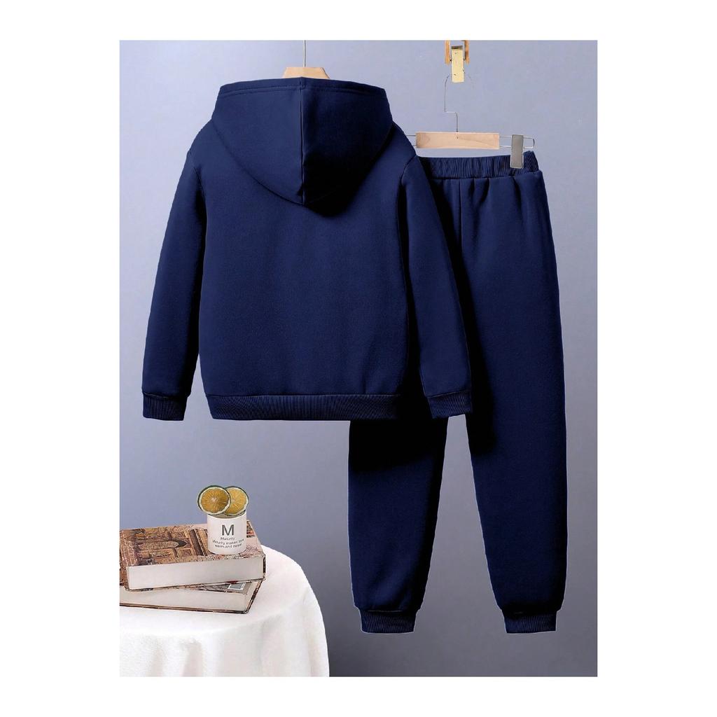 Set de trening pentru bărbați, albastru bleumarin, supradimensionat, imprimat NYC