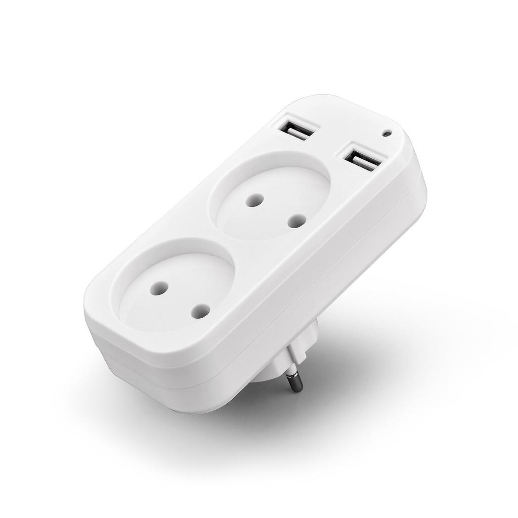 European Power Strip with USB Socket 5V2A - German Standard for Russia, Ukraine, Kazakhstan (P-02)