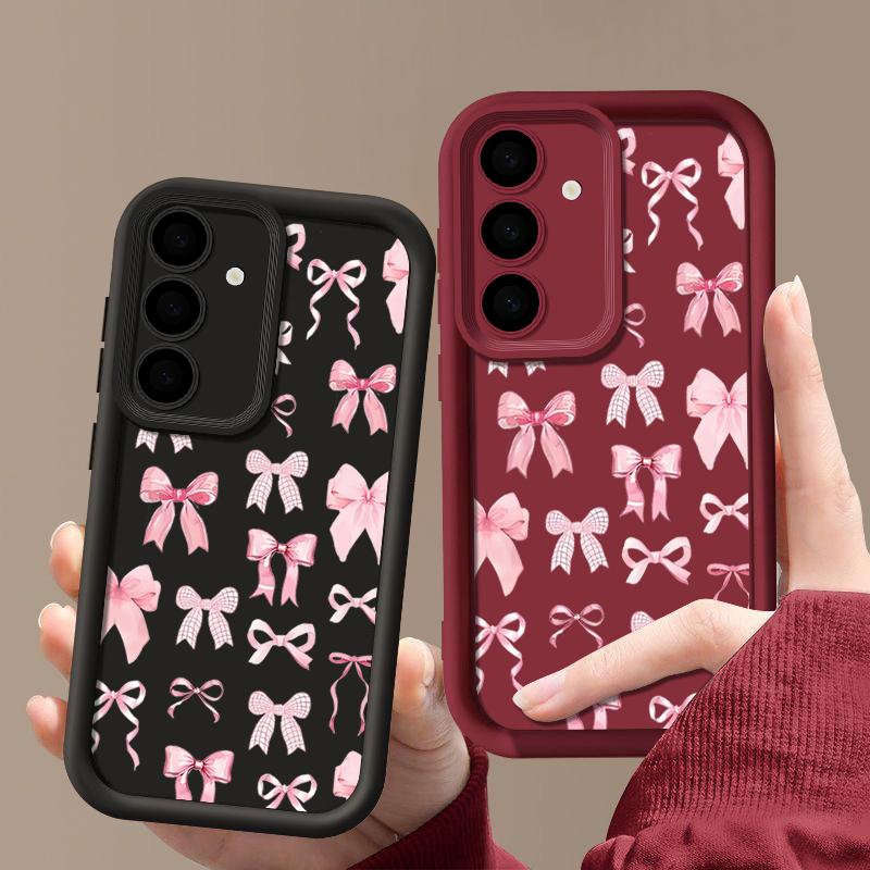 Růžové mašličky Pouzdro Pro Samsung Galaxy S25 S24 Ultra Edge S23 S22 Plus S21 FE A15 A16 A26 A35 A36 A54 A55 A56 5G Kryt Mašličky