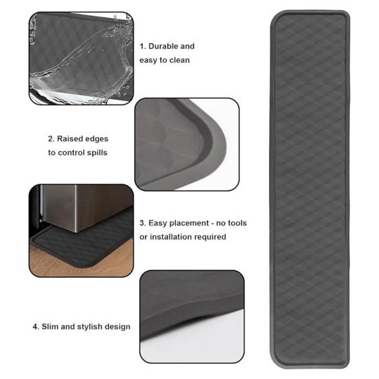 Silicone Refrigerator Spill Mat & Drip Catcher Tray Anti-Slip Waterproof Floor Protector for Fridge Washing Machine Wine Cabinet & Dryer