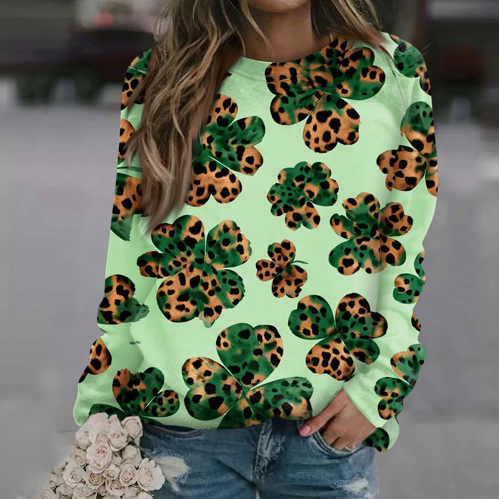 Women's Fashion Casual Long Sleeve Printed Neck Sweatshirt Top