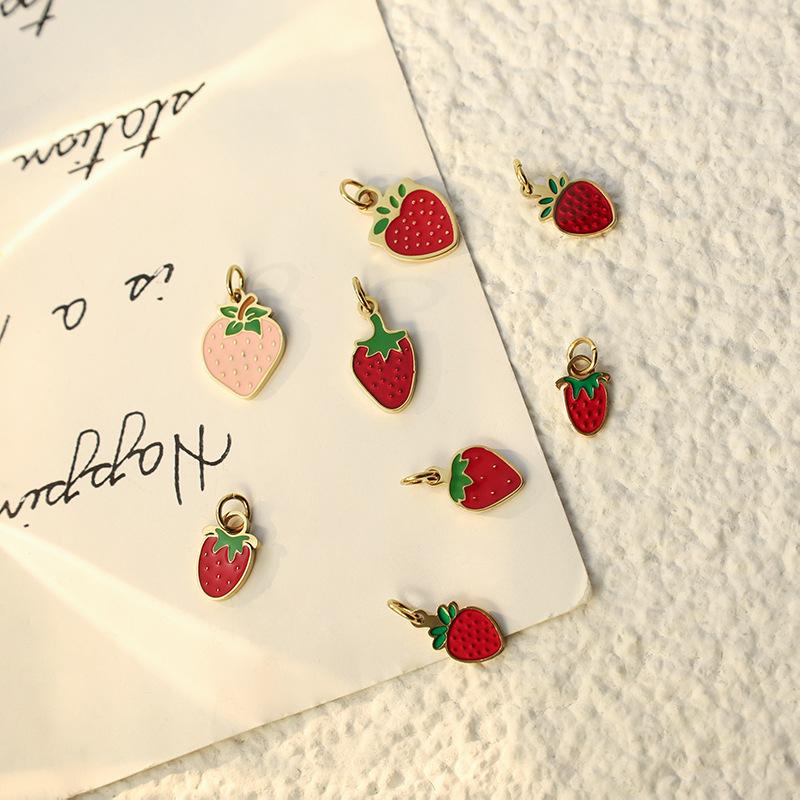 Summer On The New National Tide Does Not Fade Niche Dripping Oil Colored Strawberry Necklace Accessories Diy Design Pendant Women