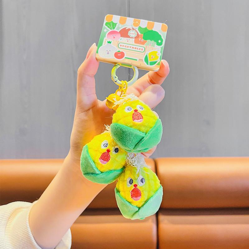 Plush Vegetable Whimsical Keychain Featuring Fun Scream Emoji For Stylish Accessories