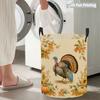Collapsible Laundry Basket Large Round Waterproof Fabric Hamper Dirty Clothes Storage Bin Toy Organizer with Handles