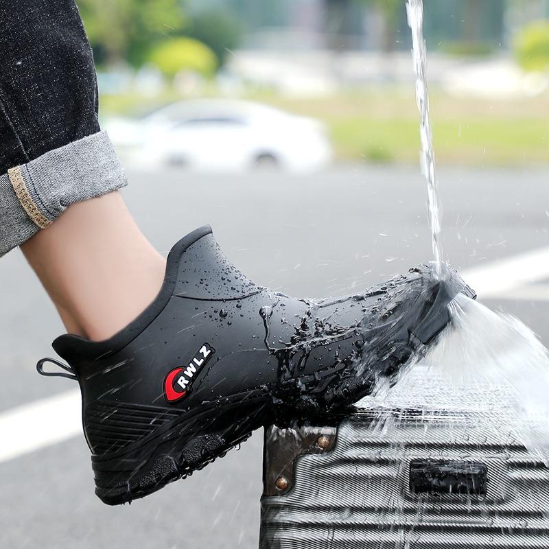 Winter warm short tube men's fashion rain shoes fleece outdoor waterproof shoes non-slip low tube rain boots bundle fleece rubber shoes