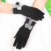 Warm gloves autumn and winter women's bow thickened fleece cold-proof outdoor riding non-inverted fleece touch screen gloves