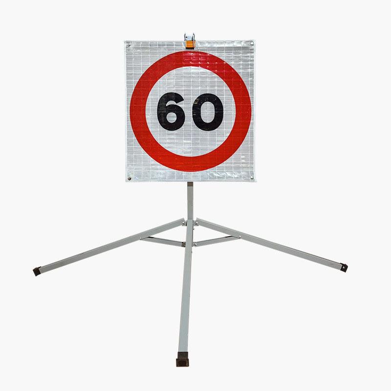 Reflective Folding Tripod Traffic Warning Sign - Easy Roll-Up Temporary Safety Alert Complete Set
