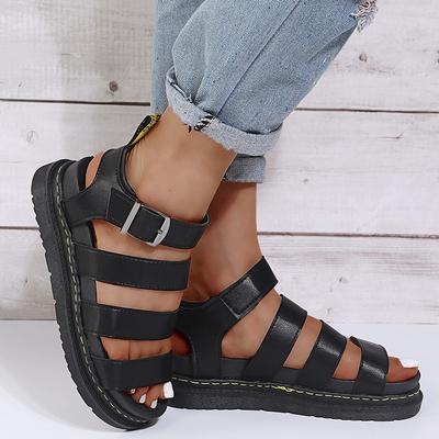 Sommer Damen Sandalen Schnalle Lässige Strandschuhe Dicke Sohle Große Größe Flache Martin Sandalen