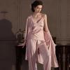 Ice Silk Three-Piece Pajama Set: Spring Camisole, Long Pants, and Robe - Women's Sexy and Elegant Loungewear.