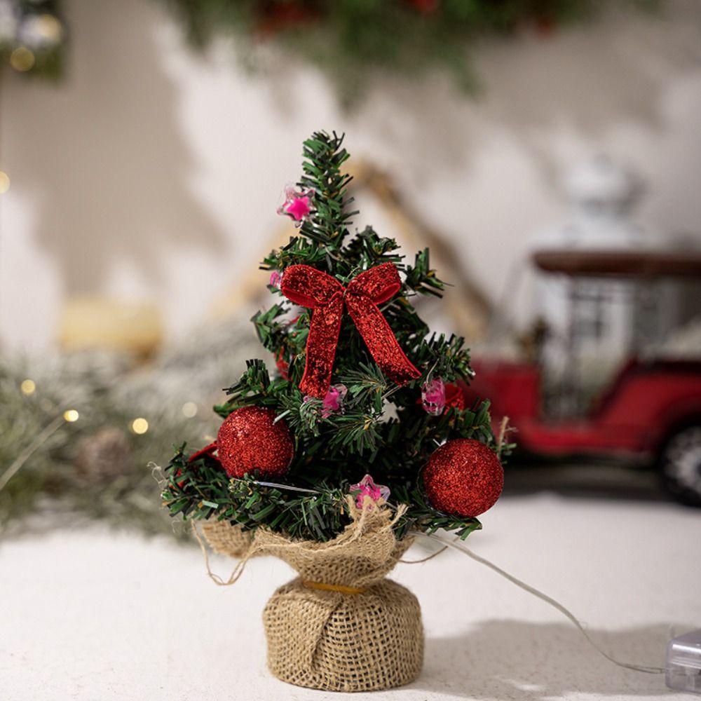 with LED Light Desktop Tree Ornaments Mini Merry Christmas Decorations  Home Xmas Decor