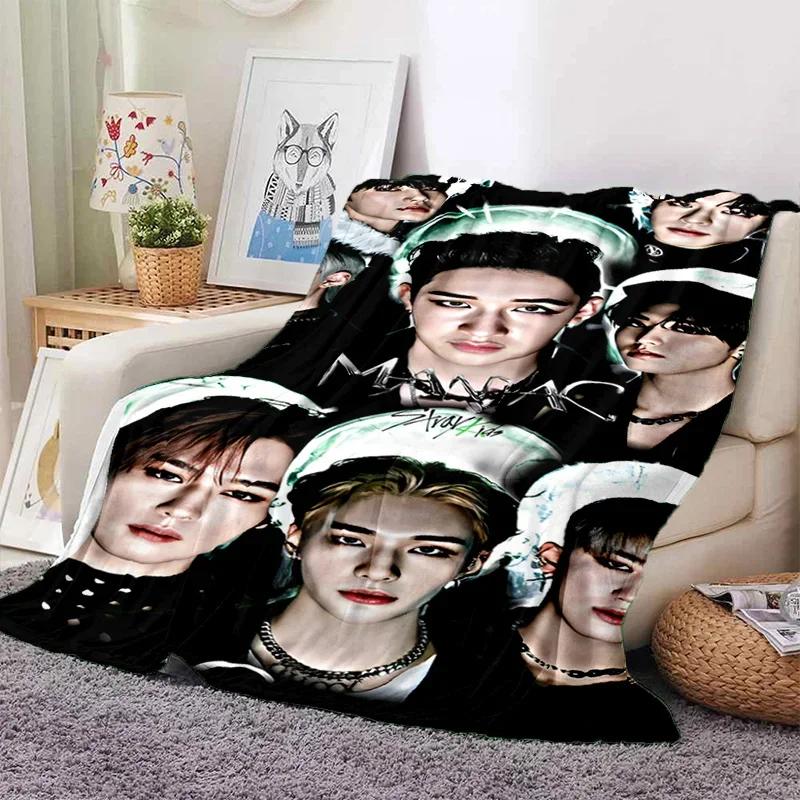 Korea Kpop Stray Kids 3D Singer Soft Flannel Blanket for Beds Bedroom Sofa Picnic,Throw Blanket for Cover Outdoors Leisure Gift